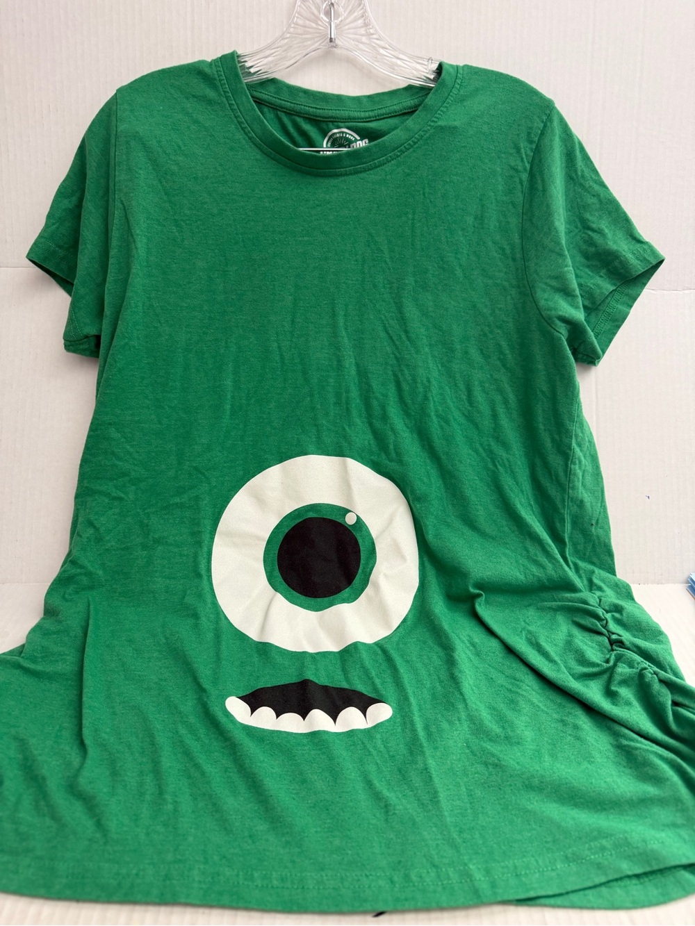 Crazy Dog T-Shirts Green Short Sleeve Tee with White & Black Monster Eye Graphic